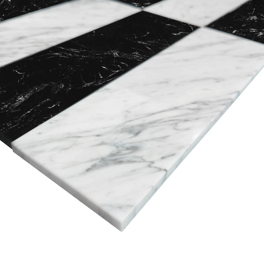 szachownica-carrara-bianco-nero-marquina-poler-10x30,5x1cm