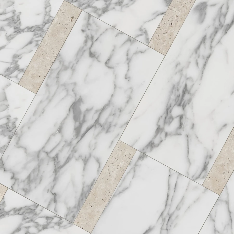 komplet-carrara-arabescato-corchia-poler-61x30,5x1-trawertyn-ivory-classico-szlif-10x30,5x1