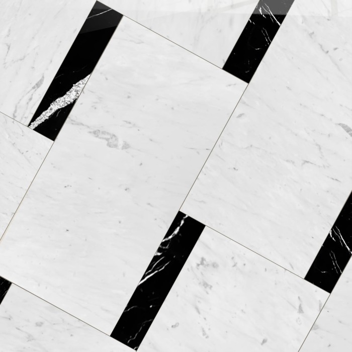 komplet-carrara-bianco-cd-poler-61x30,5x1cm-nero-marquina-poler-10x30,5x1cm