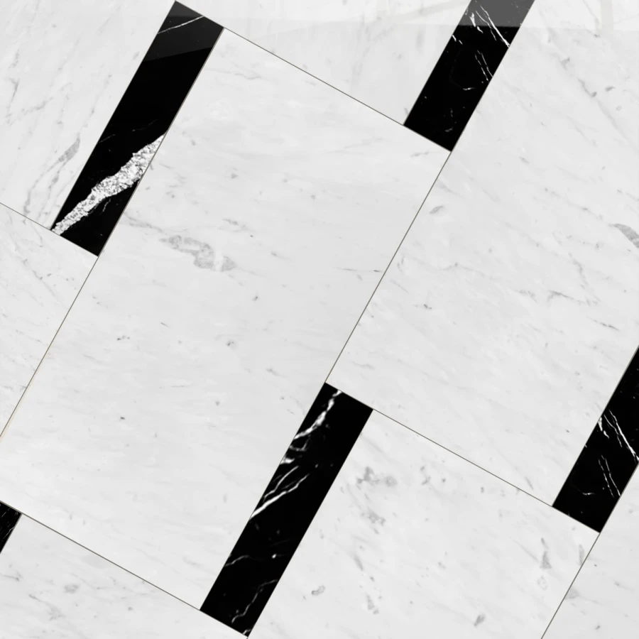 komplet-carrara-bianco-cd-poler-61x30,5x1cm-nero-marquina-poler-10x30,5x1cm